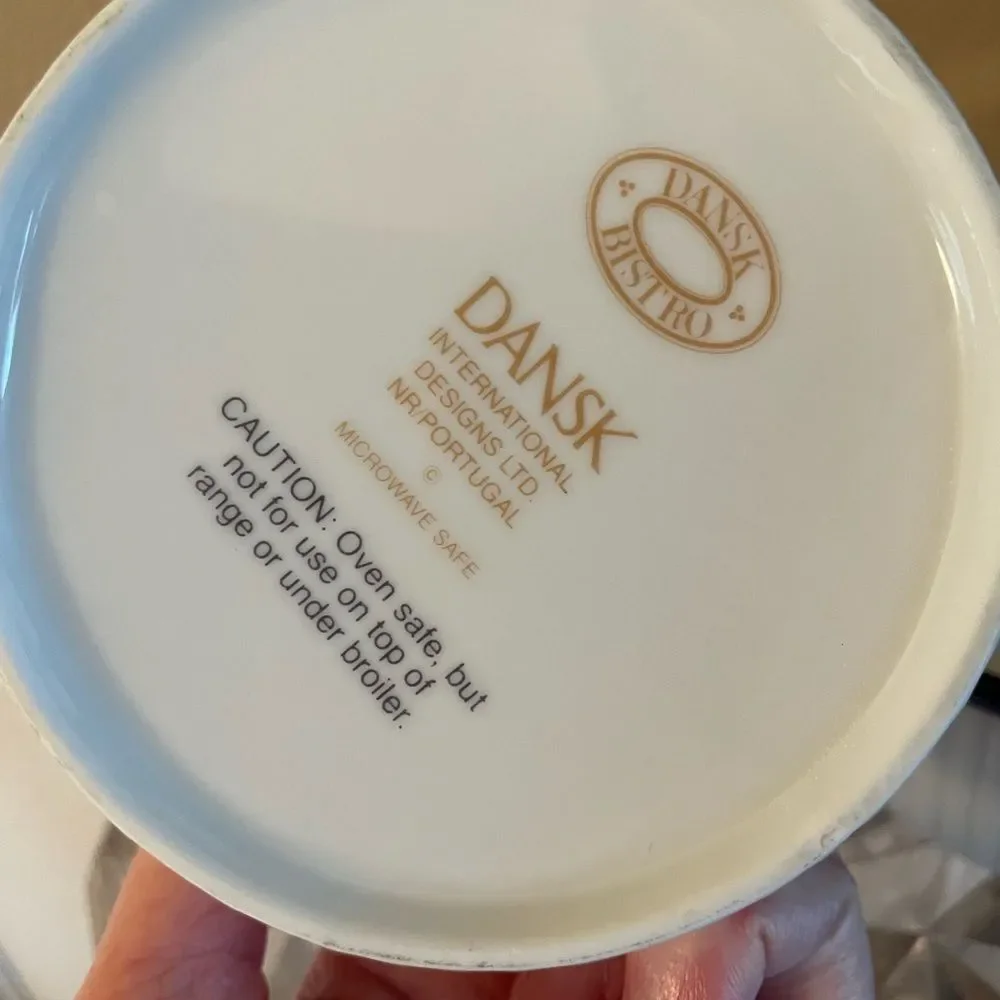 Dansk White Blue Rimmed Ribbed Bistro 4 inch Serving Bowls x 2 Portugal